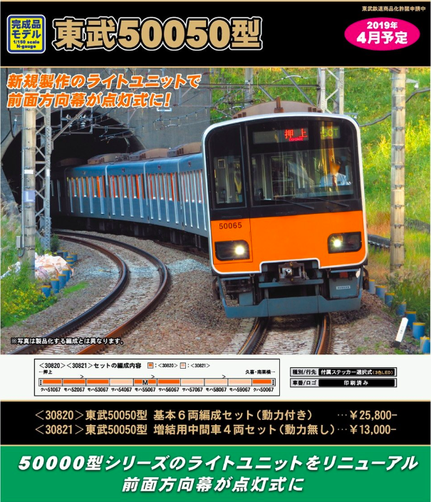 グリーンマックス】東武鉄道50050型（前面方向幕点灯）2019年4月発売 