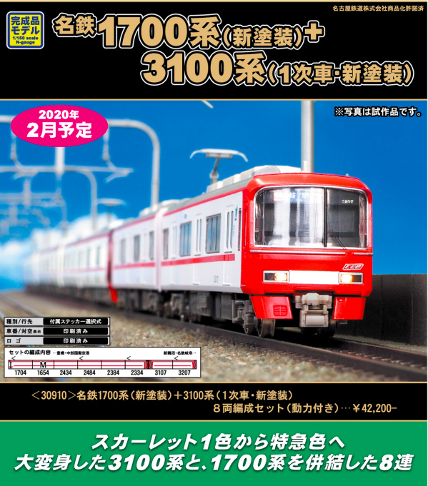 グリーンマックス】名鉄1700系＋3100系（新塗装）2020年2月発売 