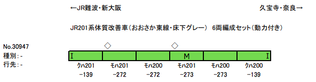 グリーンマックス】201系体質改善車 おおさか東線（床下グレー）2020年