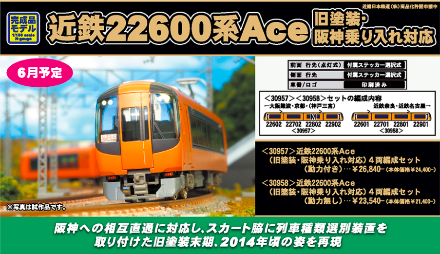 グリーンマックス】近鉄22600系Ace（旧塗装・直通対応車）2020年7月