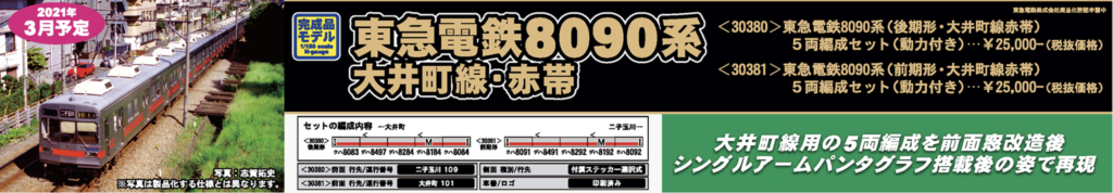 グリーンマックス】東急電鉄8090系 大井町線（赤帯）2021年3月発売