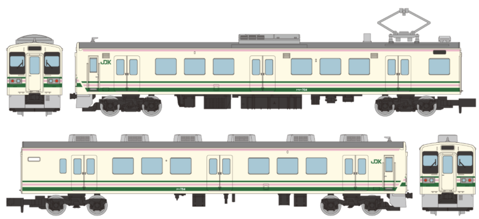 鉄道コレクション　上信電鉄７００形 ７０４編成（１０７系リバイバルカラー）２両セットA