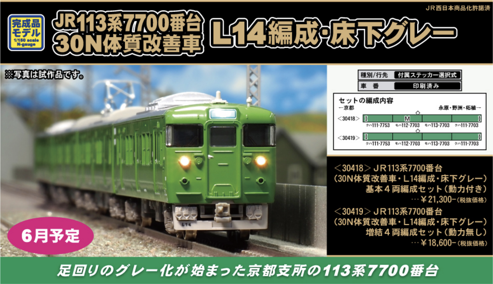 グリーンマックス】113系7700番台（30N体質改善車・L14編成・京都地域 