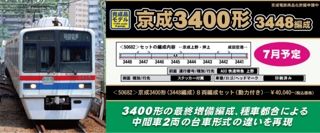 Nゲージ GREENMAX 京成3400形(3448編成)8両セット(動力付)