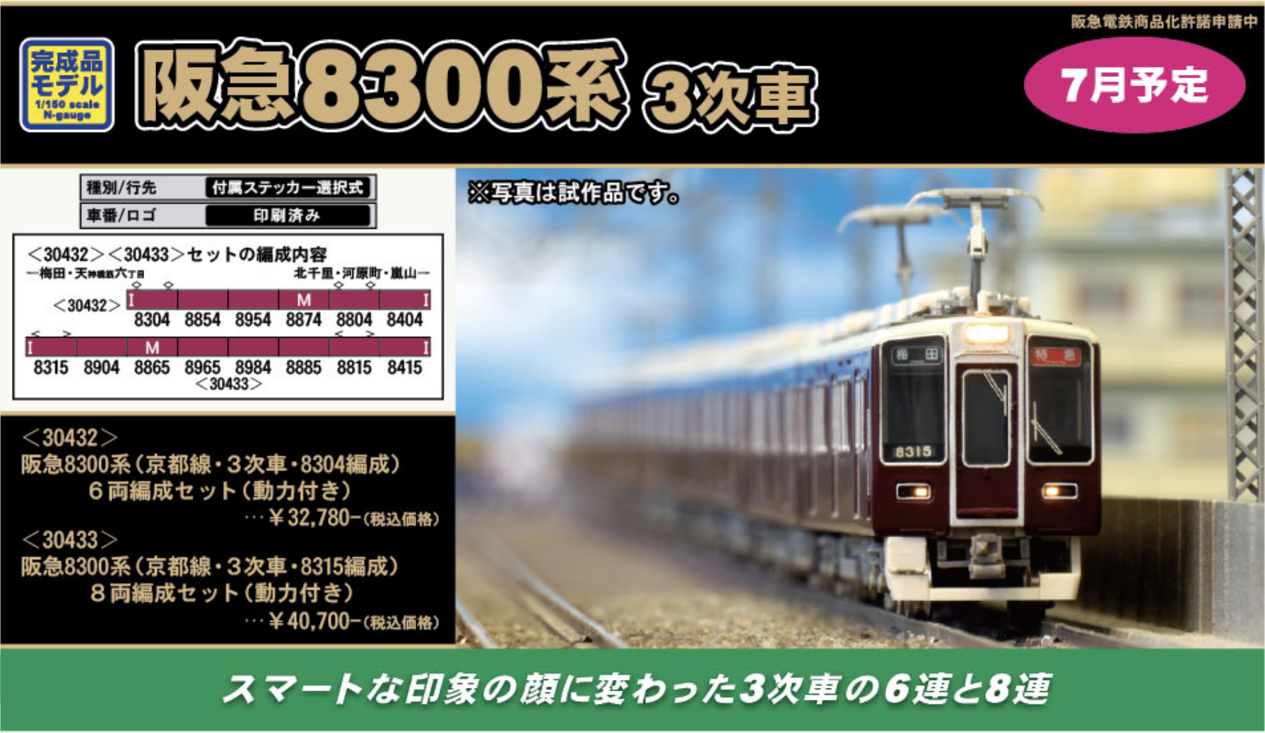 色移り有り 30432 阪急8300系 (京都線3次車8304編成) 6両編成セット