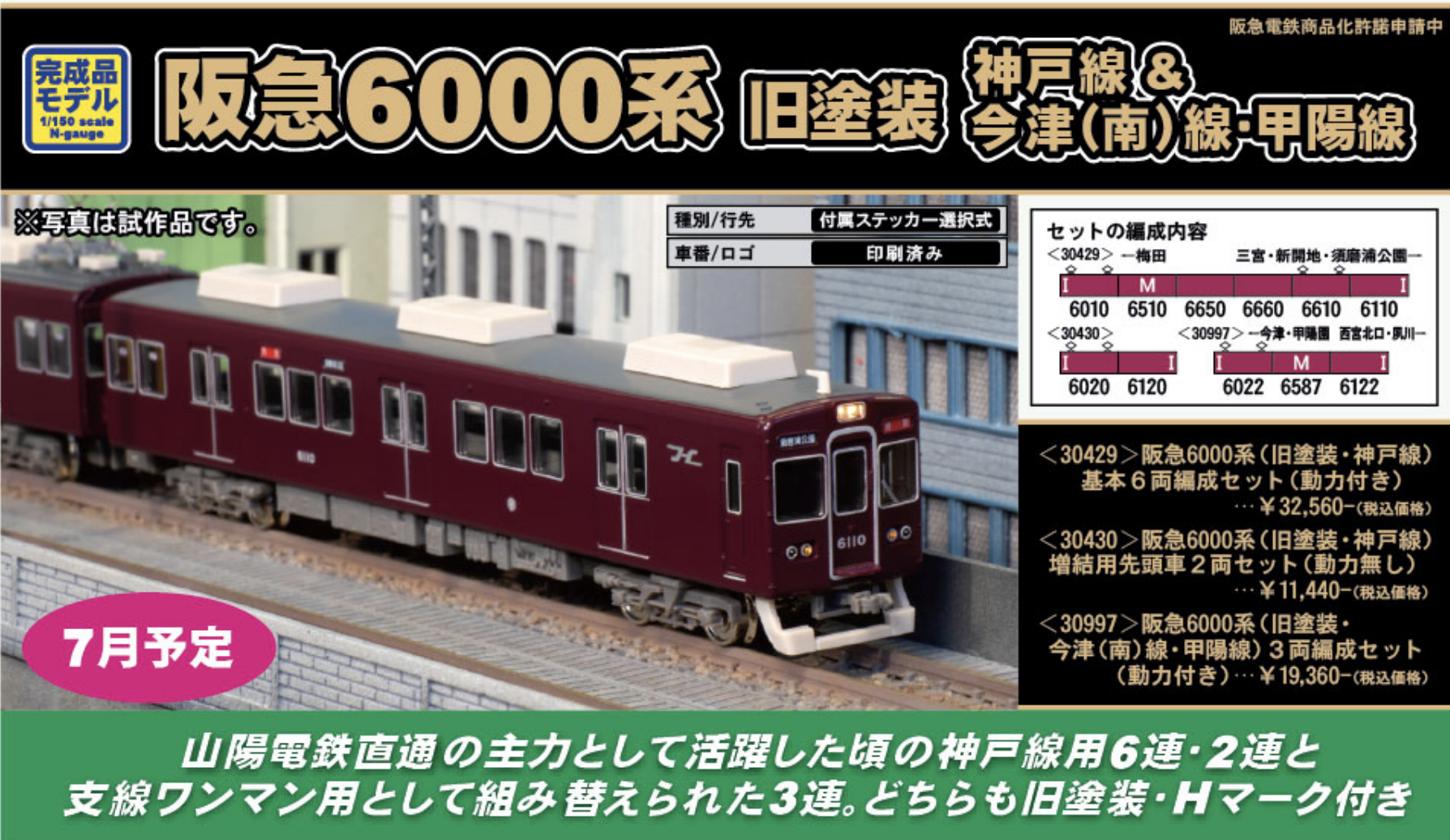 国内正規保証品 グリーンマックス阪急6000系神戸線6050編成 未走行品 ...