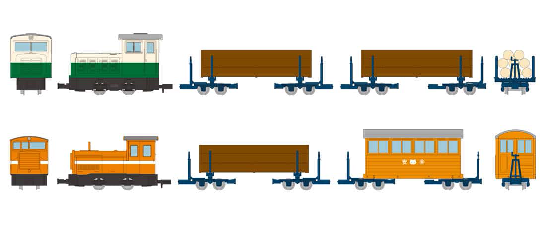 鉄道コレクション ナローゲージ80 猫山森林鉄道 L型ディーゼル機関車(ツートンカラー)・運材車 3両セットA