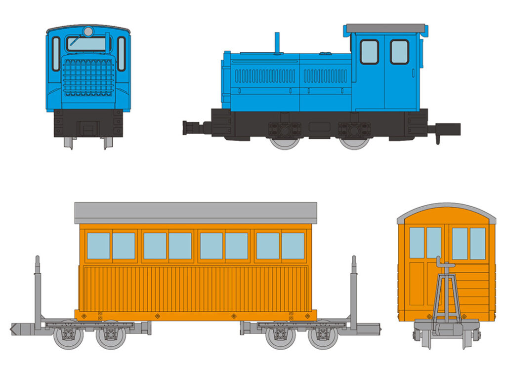 鉄道コレクション ナローゲージ80 猫山森林鉄道 ディーゼル機関車(青色)+客車 2両セットD