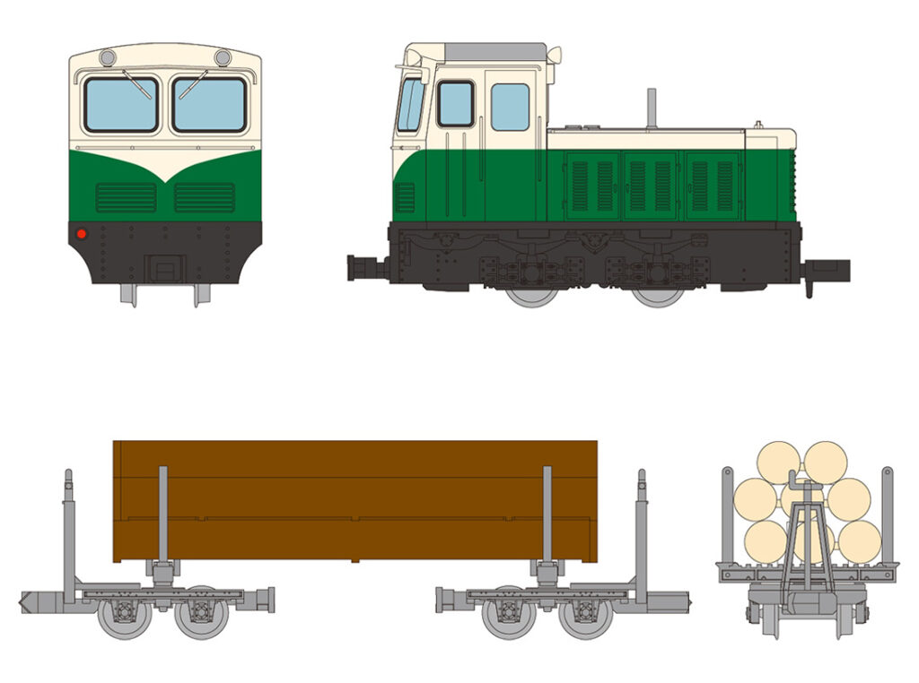 鉄道コレクション ナローゲージ80 猫山森林鉄道 S4型ディーゼル機関車(ツートンカラー)＋運材車 2両セットC