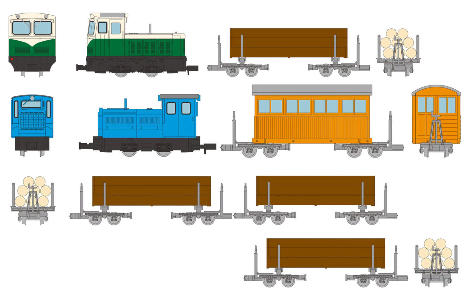 鉄道コレクション ナローゲージ80 猫山森林鉄道 S4型ディーゼル機関車(ツートンカラー)＋運材車 2両セットC