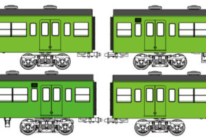 トラムウェイ TW-103SA「国鉄103系低運転台・非ユニット窓・非冷房車、黄緑6号動力付基本4両セットA」