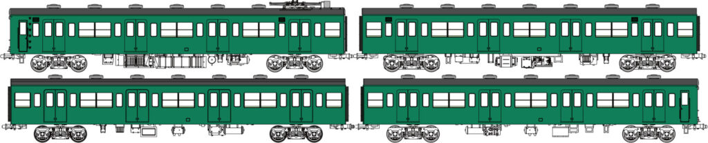 トラムウェイ TW-103SD「国鉄103系低運転台・非ユニット窓・非冷房車、青緑1号動力付基本4両セットD」