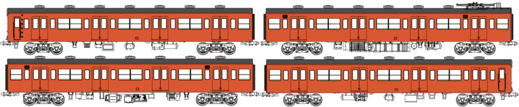 トラムウェイ TW-103SE「国鉄103系低運転台・非ユニット窓・非冷房車、朱色1号動力付基本4両セットE」