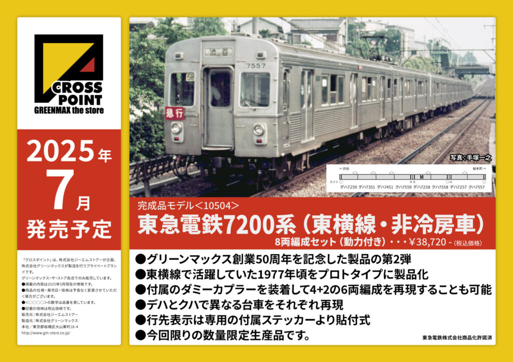CROSSPOINT クロスポイント 10504 東急電鉄7200系(東横線・非冷房車)8両編成セット(動力付き)