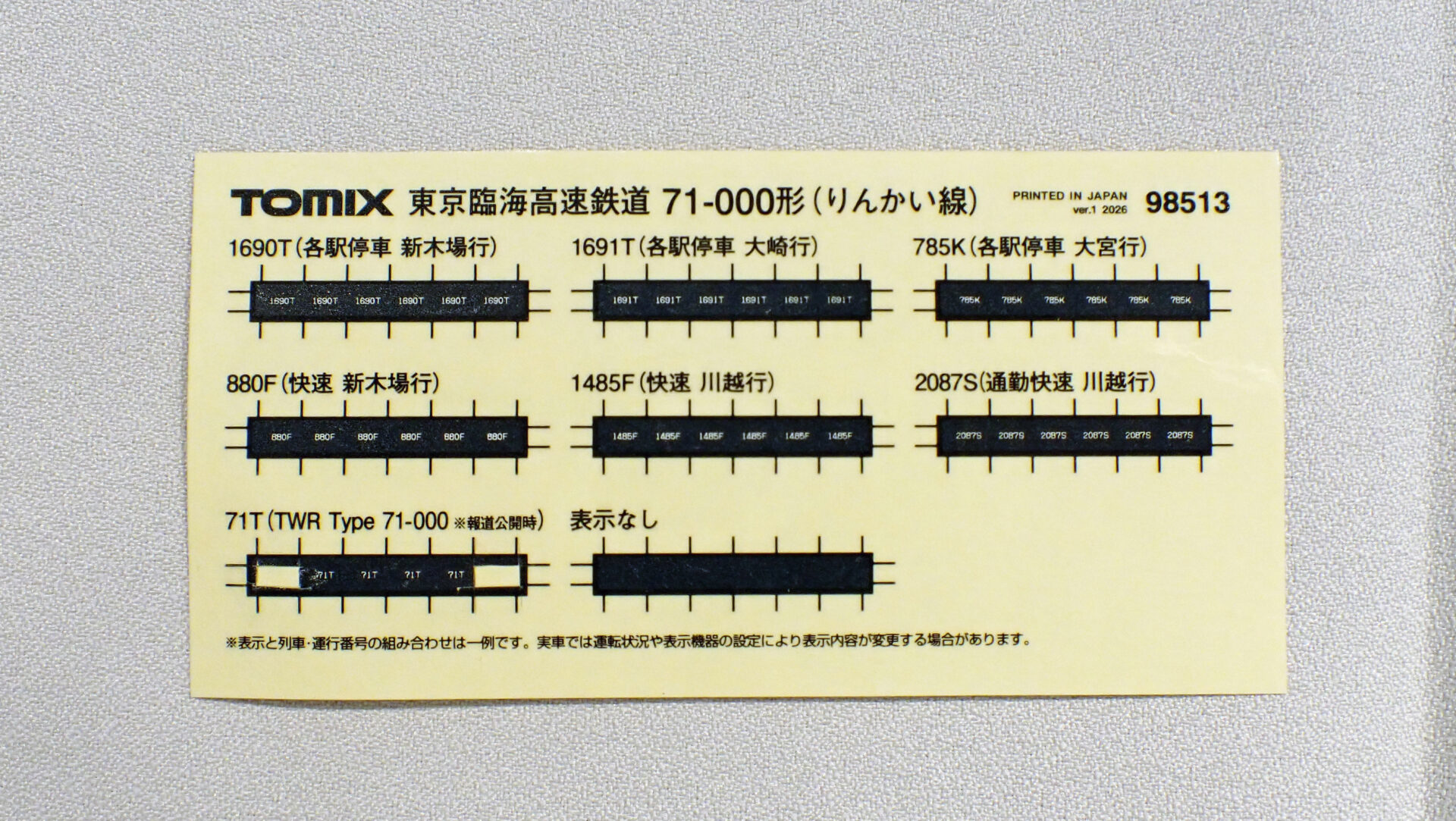 TOMIX トミックス (N) 98513 東京臨海高速鉄道 71-000形（りんかい線）基本セット(4両)