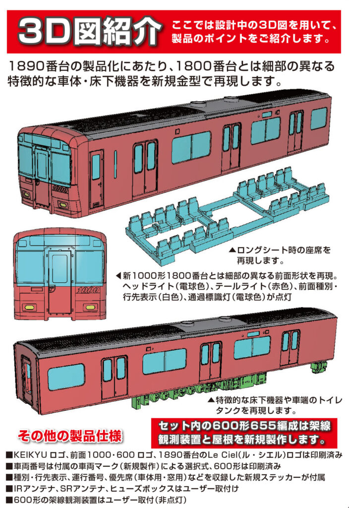 GREENMAX グリーンマックス 50824 京急新1000形1890番台「Le Ciel」(車番選択式)+京急600形(655編成)8両編成セット(動力付き)
