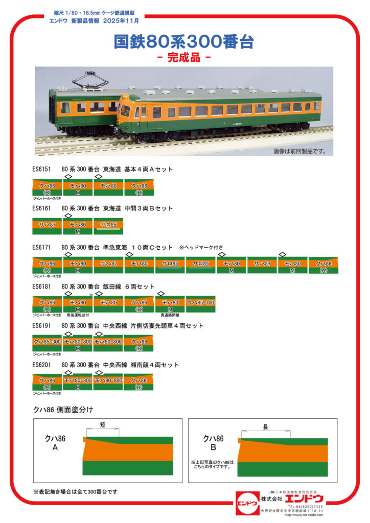 エンドウ 国鉄80系300番台2026年版