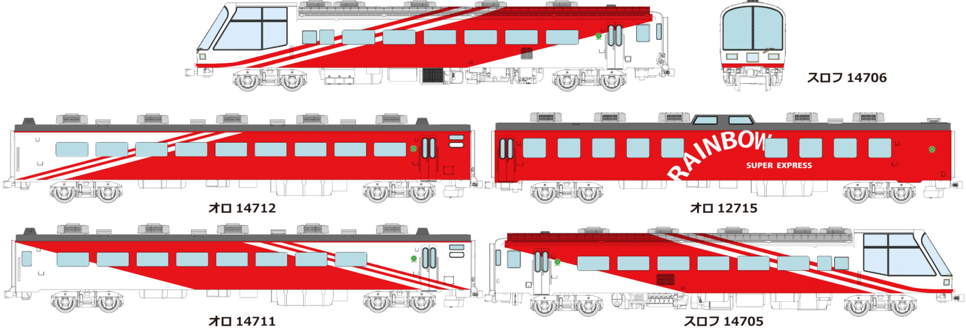 トラムウェイ TW-SER-01「国鉄欧風客車”スーパーエクスプレスレインボー”基本５両セット」